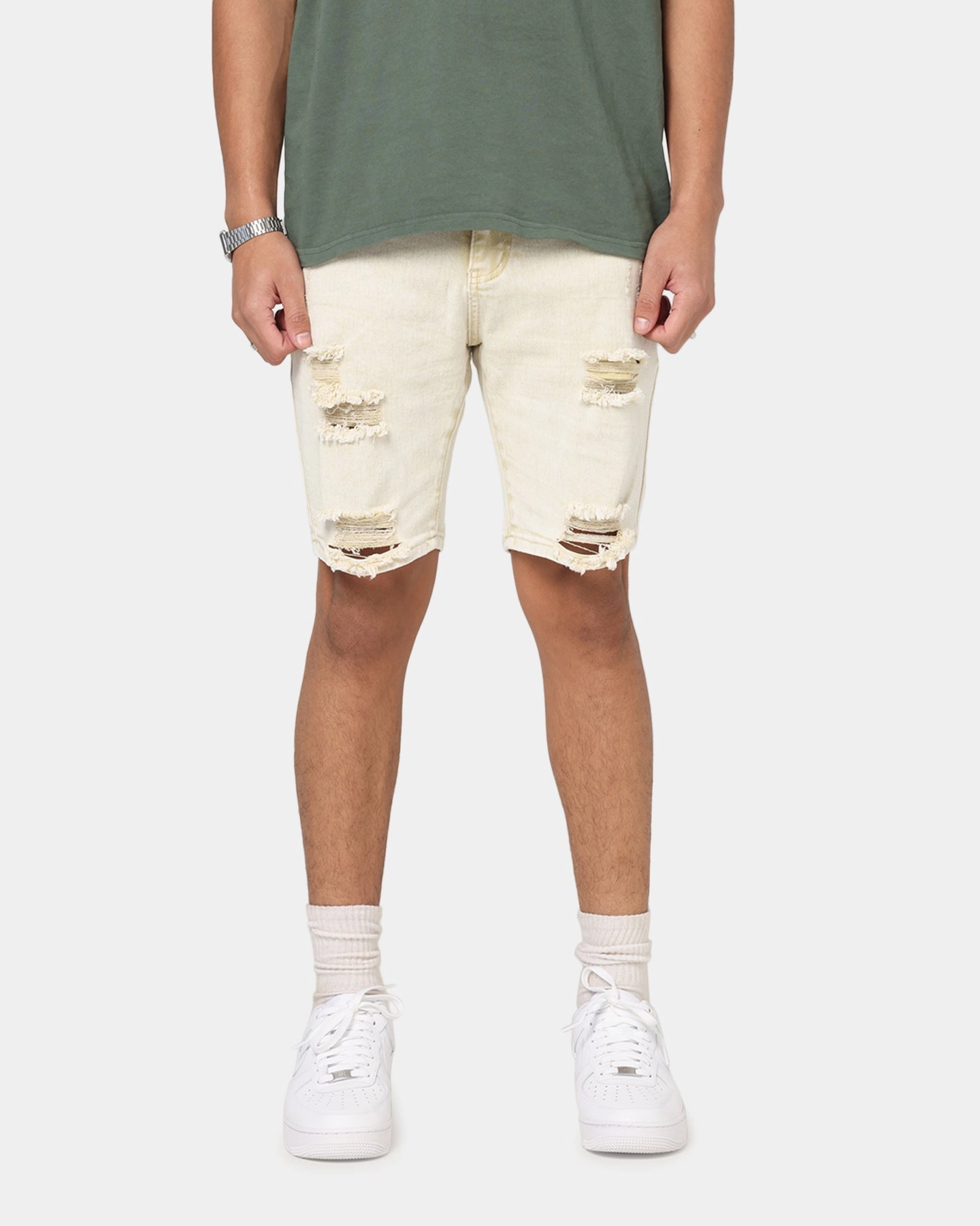 Ripstop Material Wrinkle Free Weave Saint Morta Dynasty V2 Denim Shorts Dirty Blonde