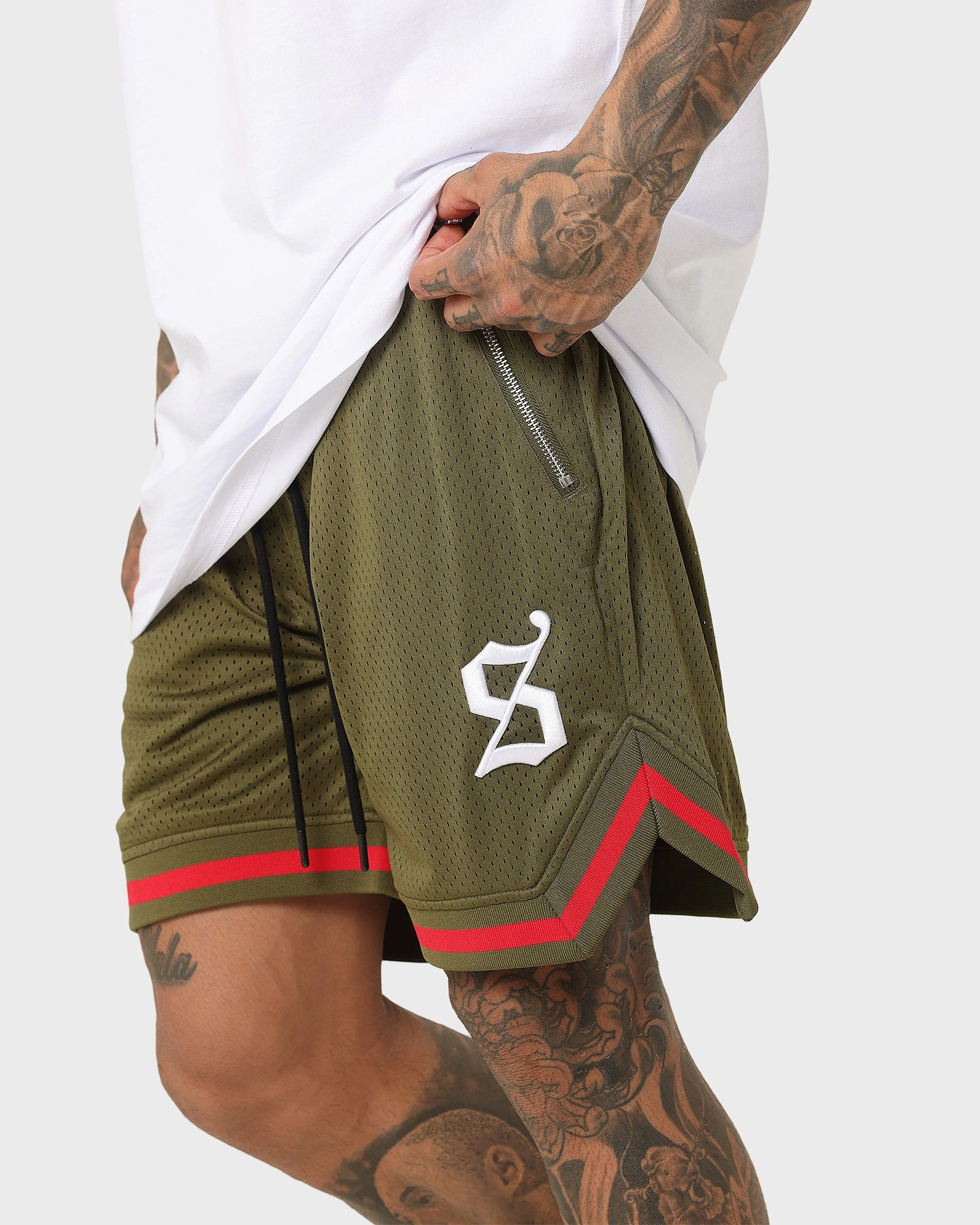 Saint Morta Envogue All-Star Basketball Shorts Khaki/Red Street Fashion