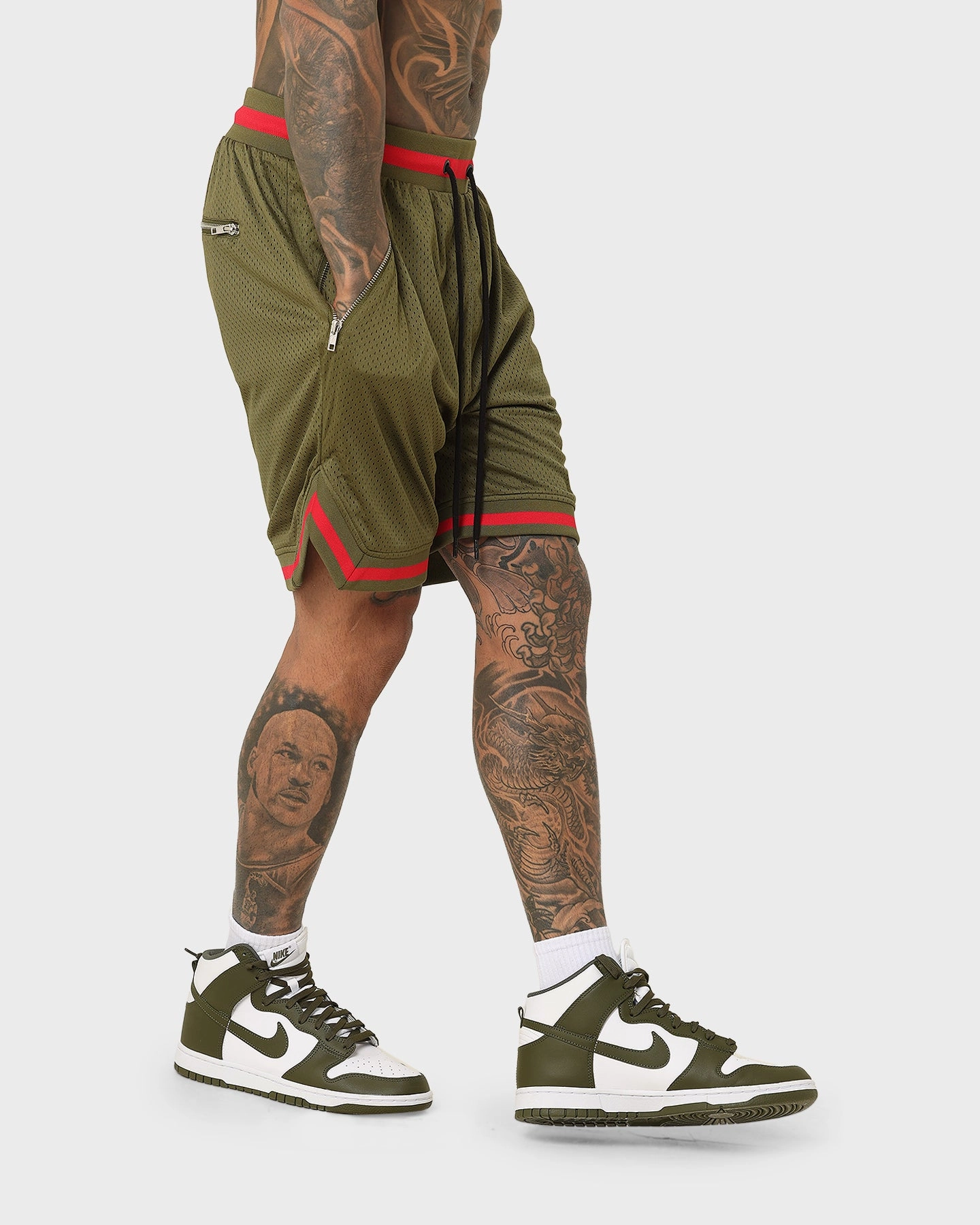 Saint Morta Envogue All-Star Basketball Shorts Khaki/Red Breathable fabric construction Basic Feel
