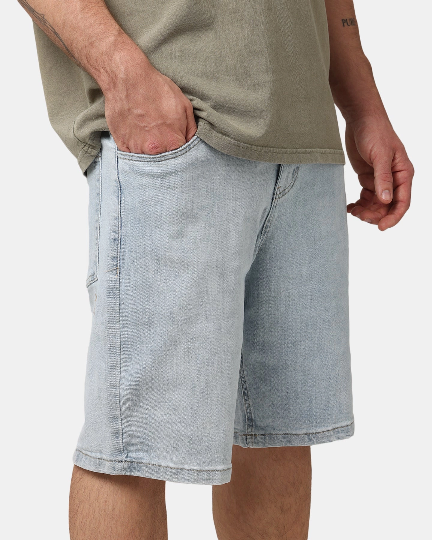 stain - resistant High Waist Saint Morta Essential Denim Shorts Light Blue Denim