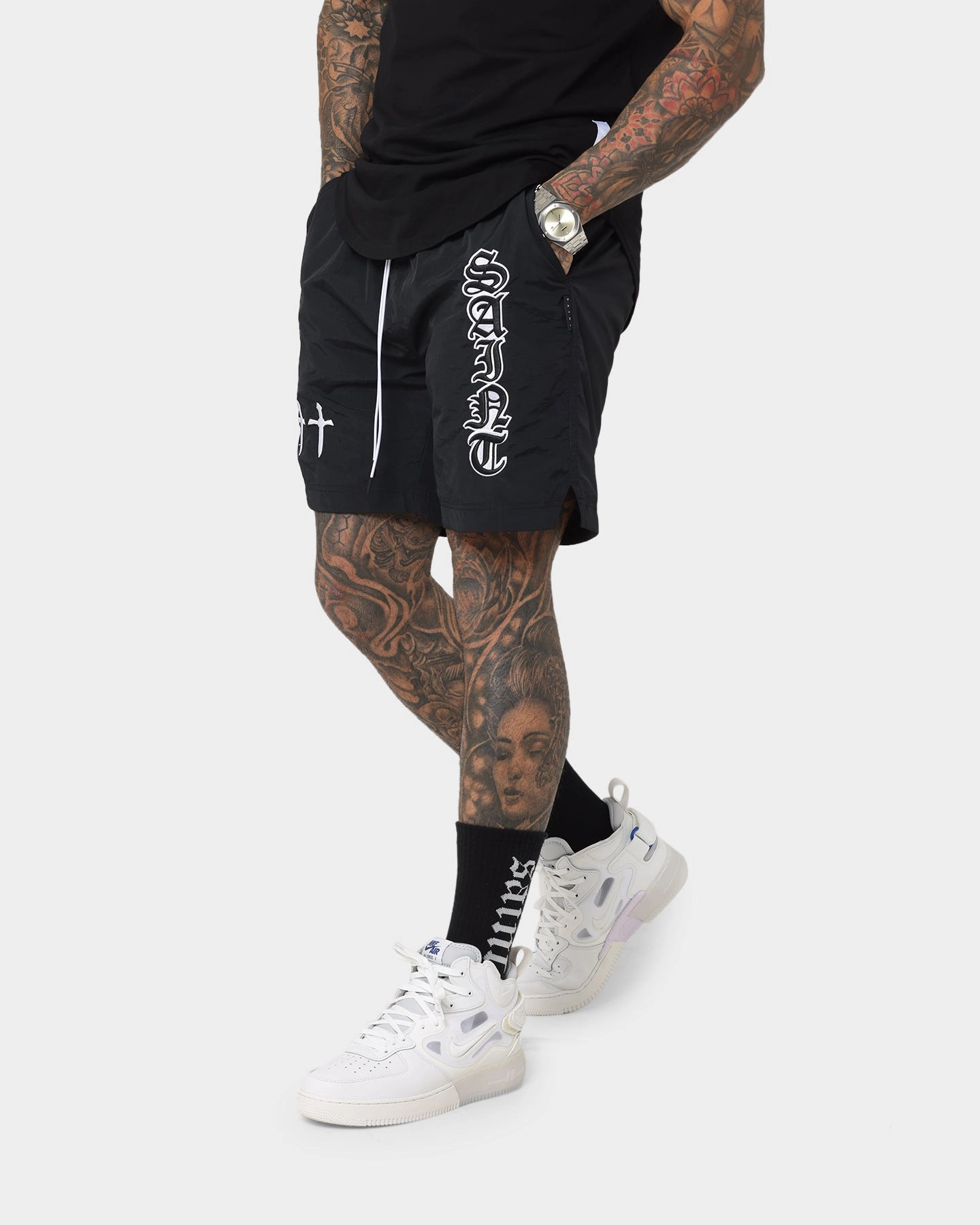 Saint Morta Fallen Beach Shorts Black/White Recycled Polyester