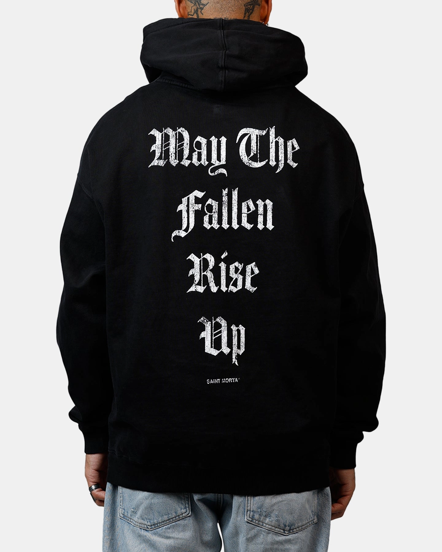 Awareness Sombrero Saint Morta Fallen Rising Boxy Hoodie Black
