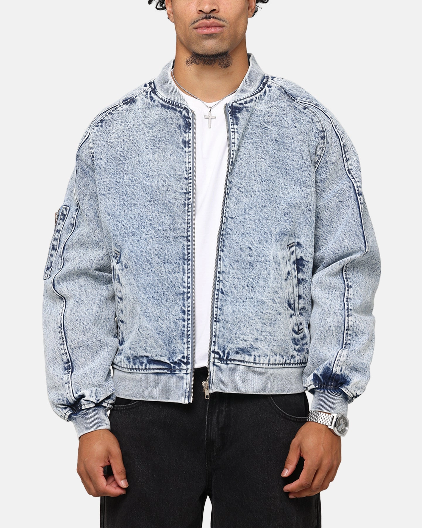 Saint Morta Flight Denim Jacket Blue Stonewash Glamour