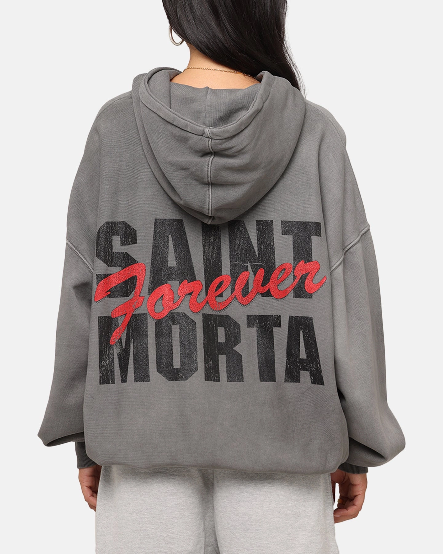 dark colors crew neck Saint Morta Forever Boxy Hoodie Washed Charcoal