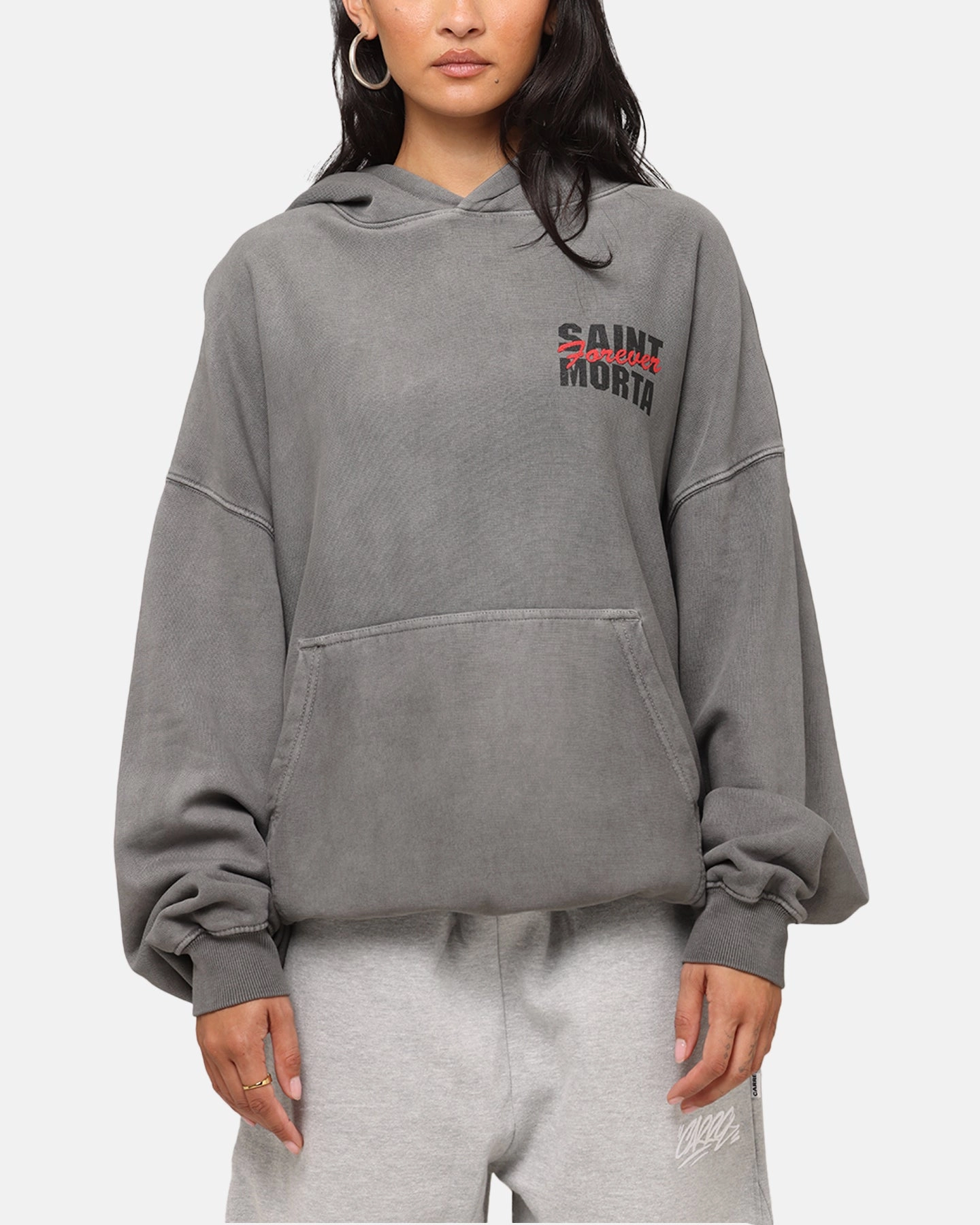 Saint Morta Forever Boxy Hoodie Washed Charcoal Sport Edge shopping spree