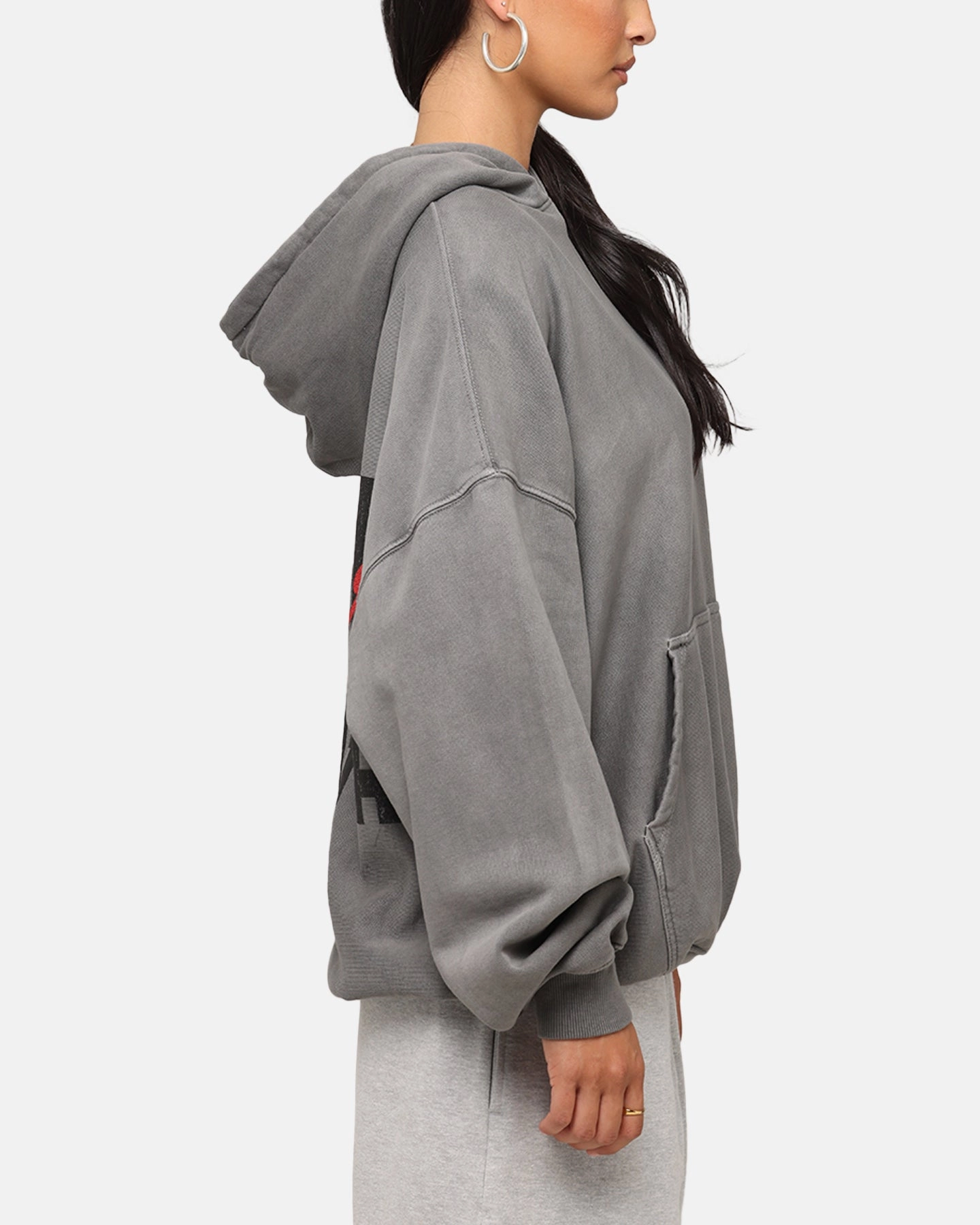 Double Stitched Seams Street Fit Style Saint Morta Forever Boxy Hoodie Washed Charcoal