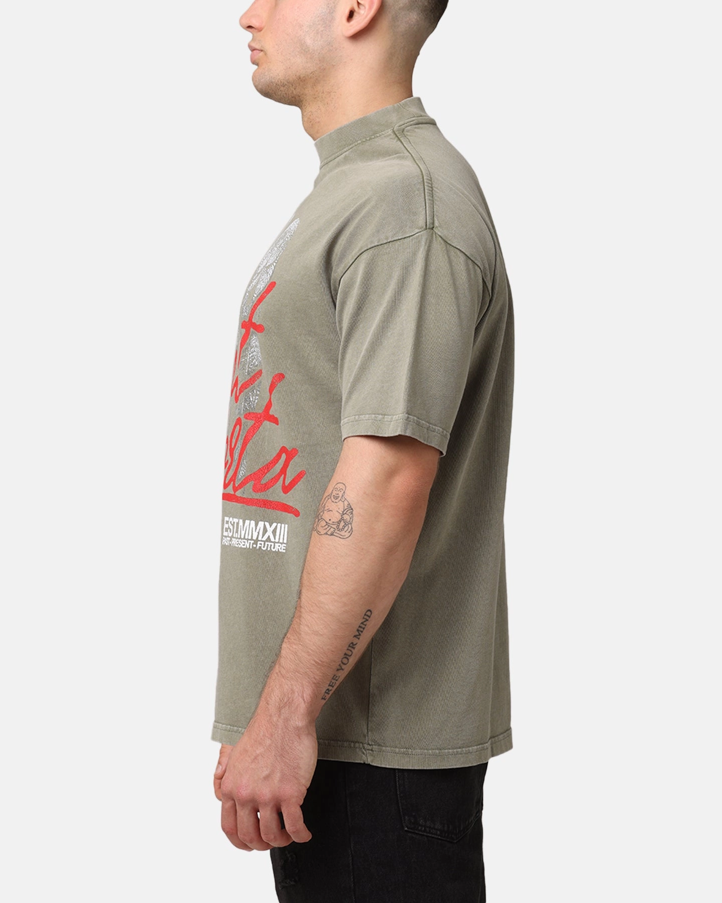 Saint Morta Forever Mock Neck T-Shirt Vintage Khaki Weekend Trend Effortless Layer