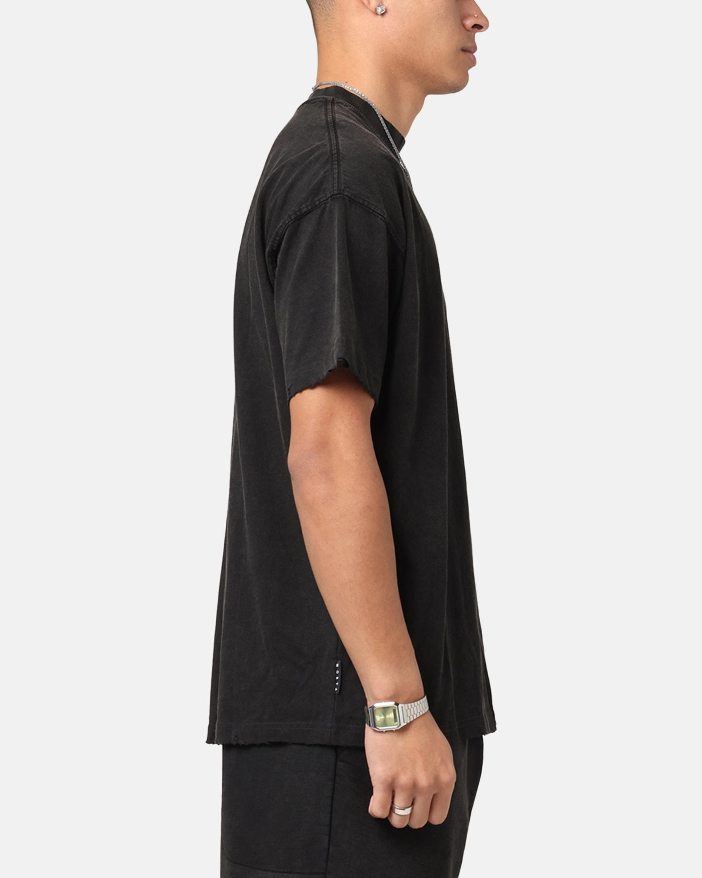 Saint Morta Fray Boxy T-Shirt Vintage Black TaglessDesign Non Restrictive Fit