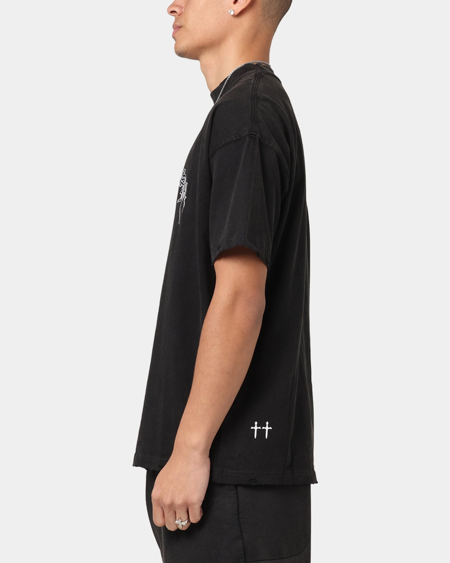 Saint Morta Fray Boxy T-Shirt Vintage Black Relaxed Everyday Wear