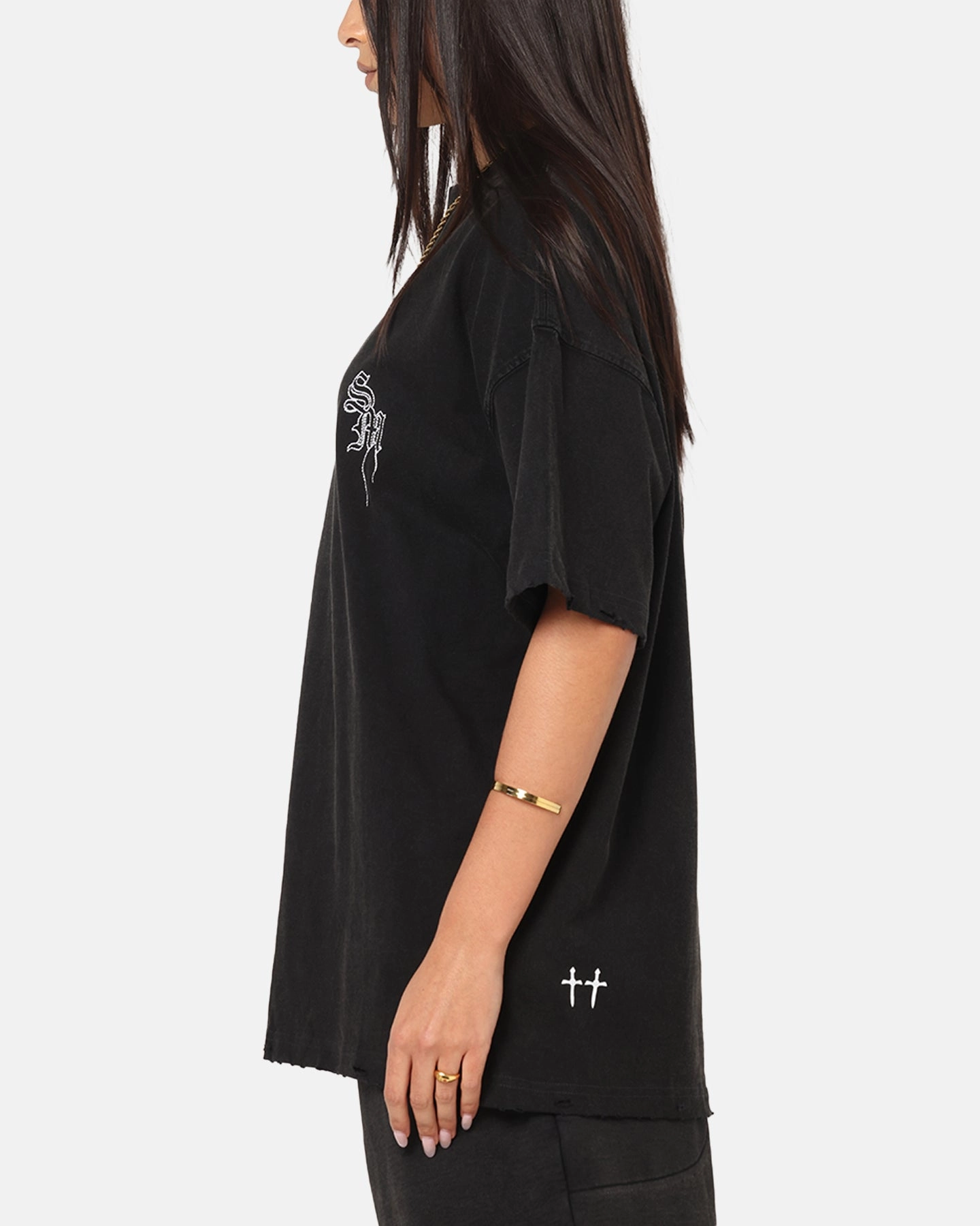 Saint Morta Fray Boxy T-Shirt Vintage Black Soft and Lightweight Cool and Relaxed