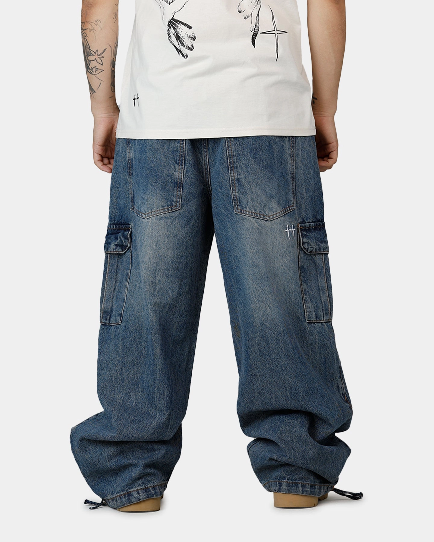 Soft Material Saint Morta Gothic Denim Cargo Pants Dirty Denim