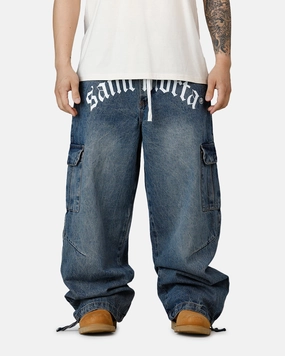 NonIrritatingStitching Saint Morta Gothic Denim Cargo Pants Dirty Denim