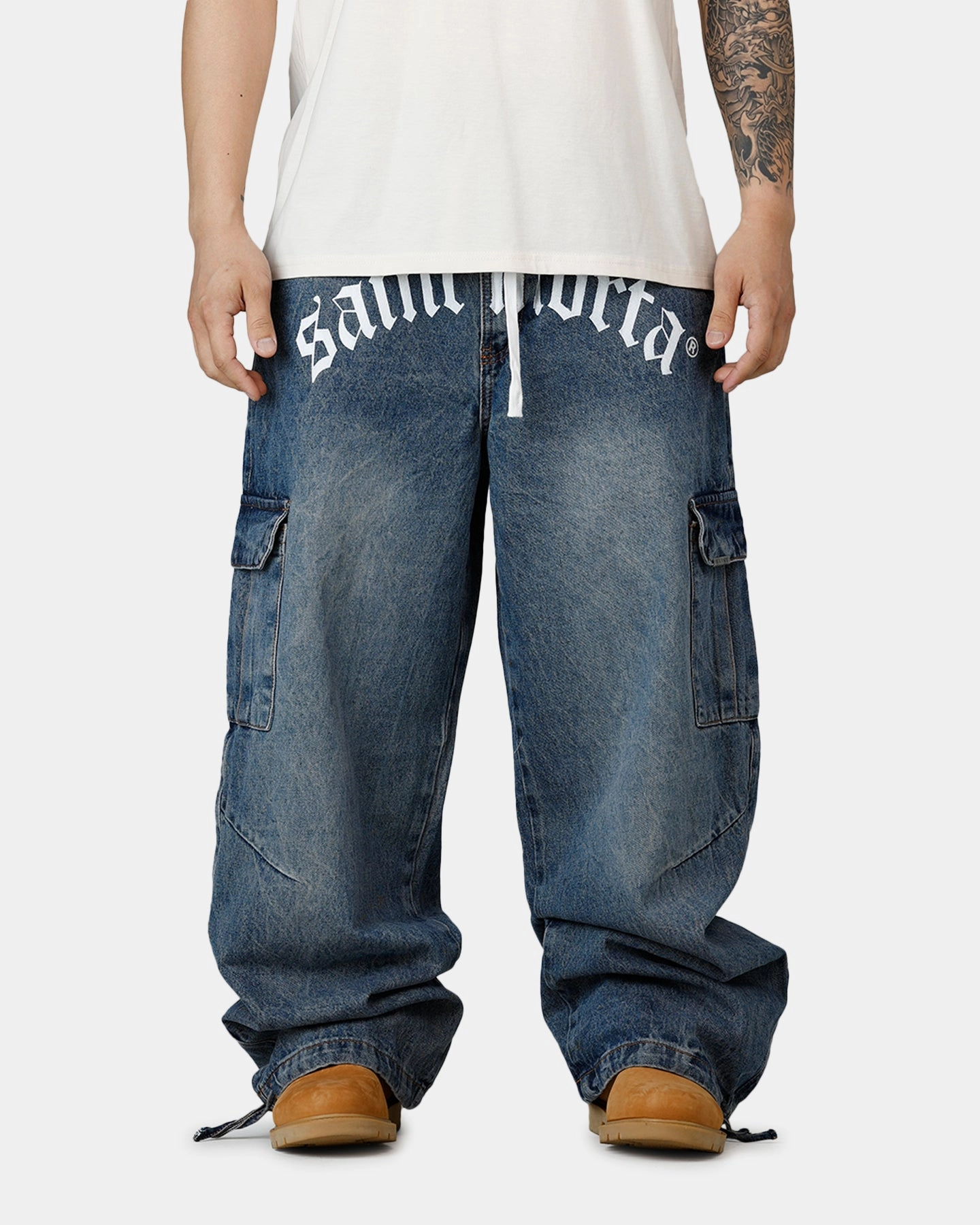 NonIrritatingStitching Saint Morta Gothic Denim Cargo Pants Dirty Denim
