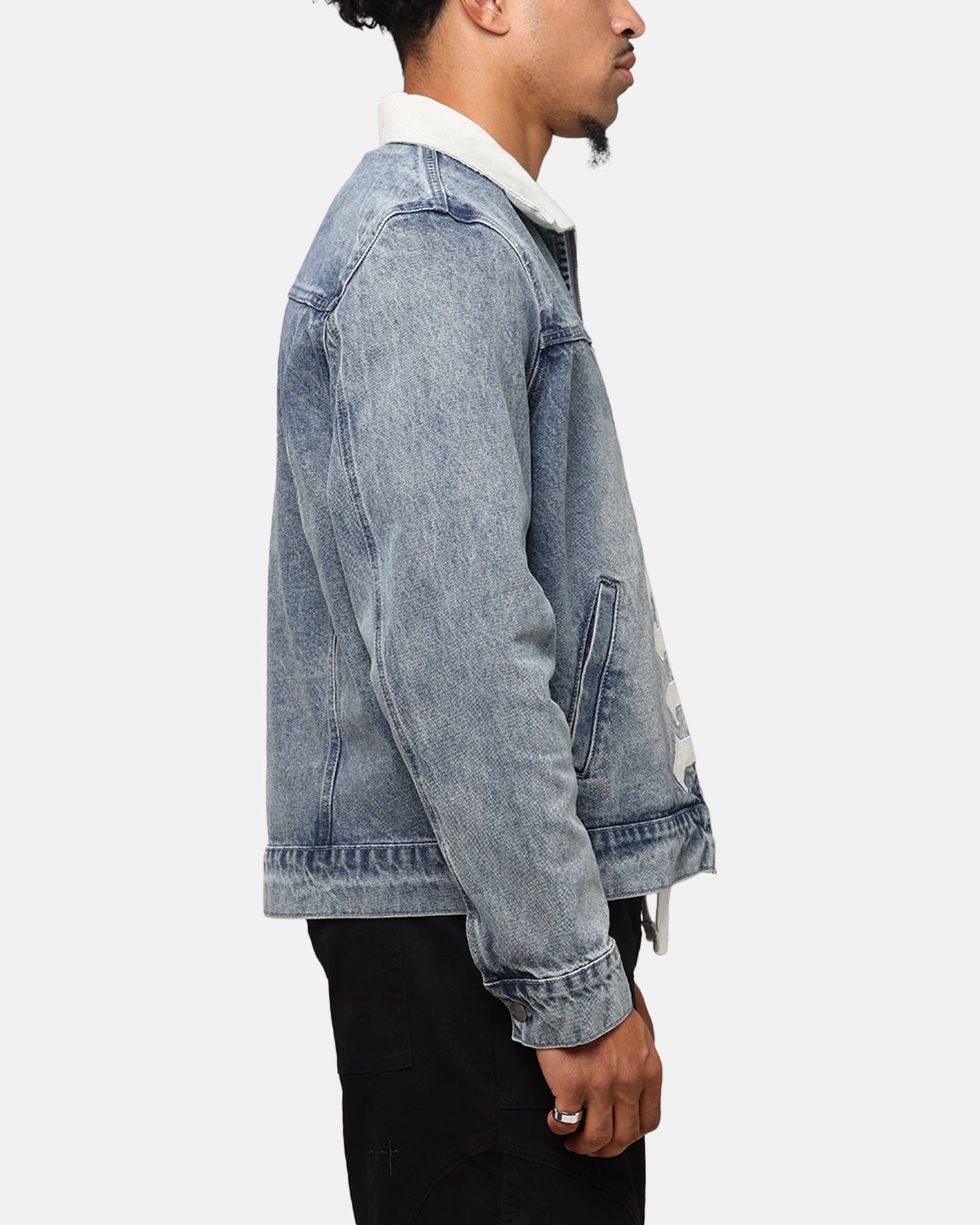 Saint Morta Gothic Distressed Denim Jacket Dirty Denim cruelty - free