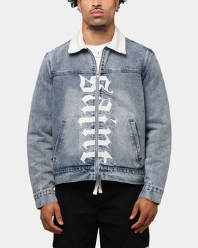 Saint Morta Gothic Distressed Denim Jacket Dirty Denim Quilted Stitching
