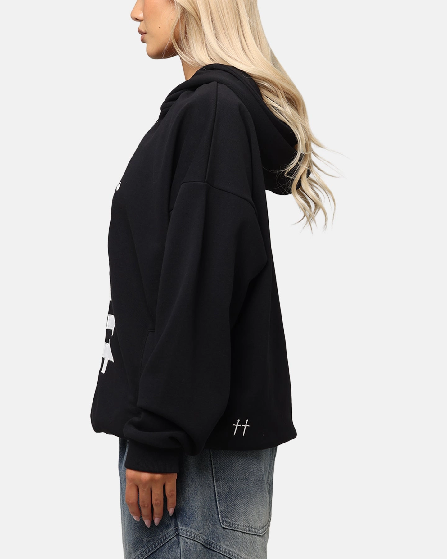 Saint Morta Gothic Distressed Zip Hoodie Black Lightweight Outerwear Last