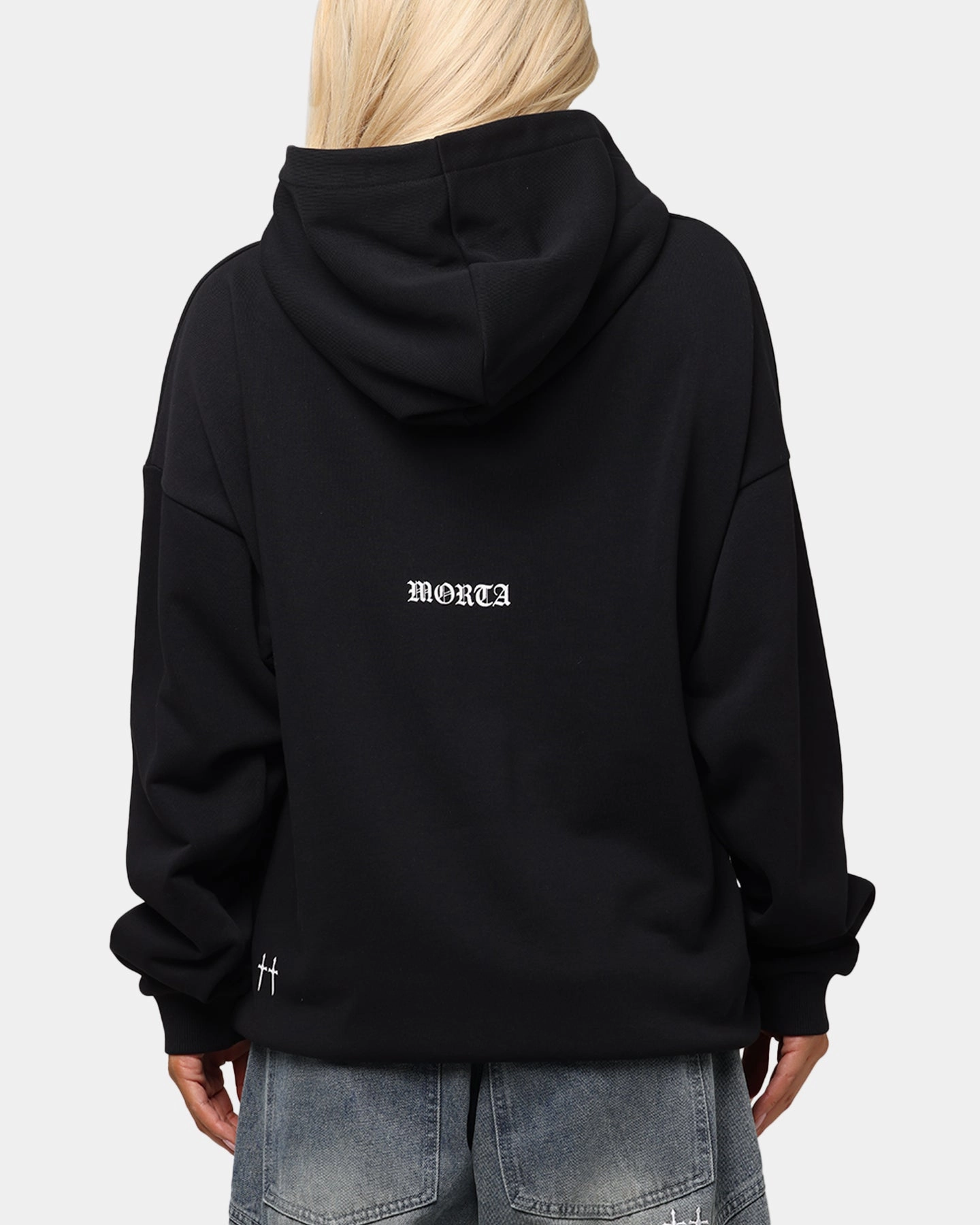 Saint Morta Gothic Distressed Zip Hoodie Black platform variety