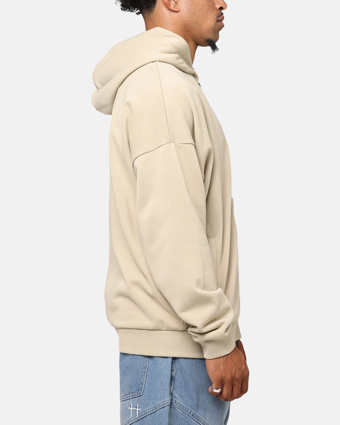 Ramadan wear Saint Morta Gothic Distressed Zip Hoodie Stone