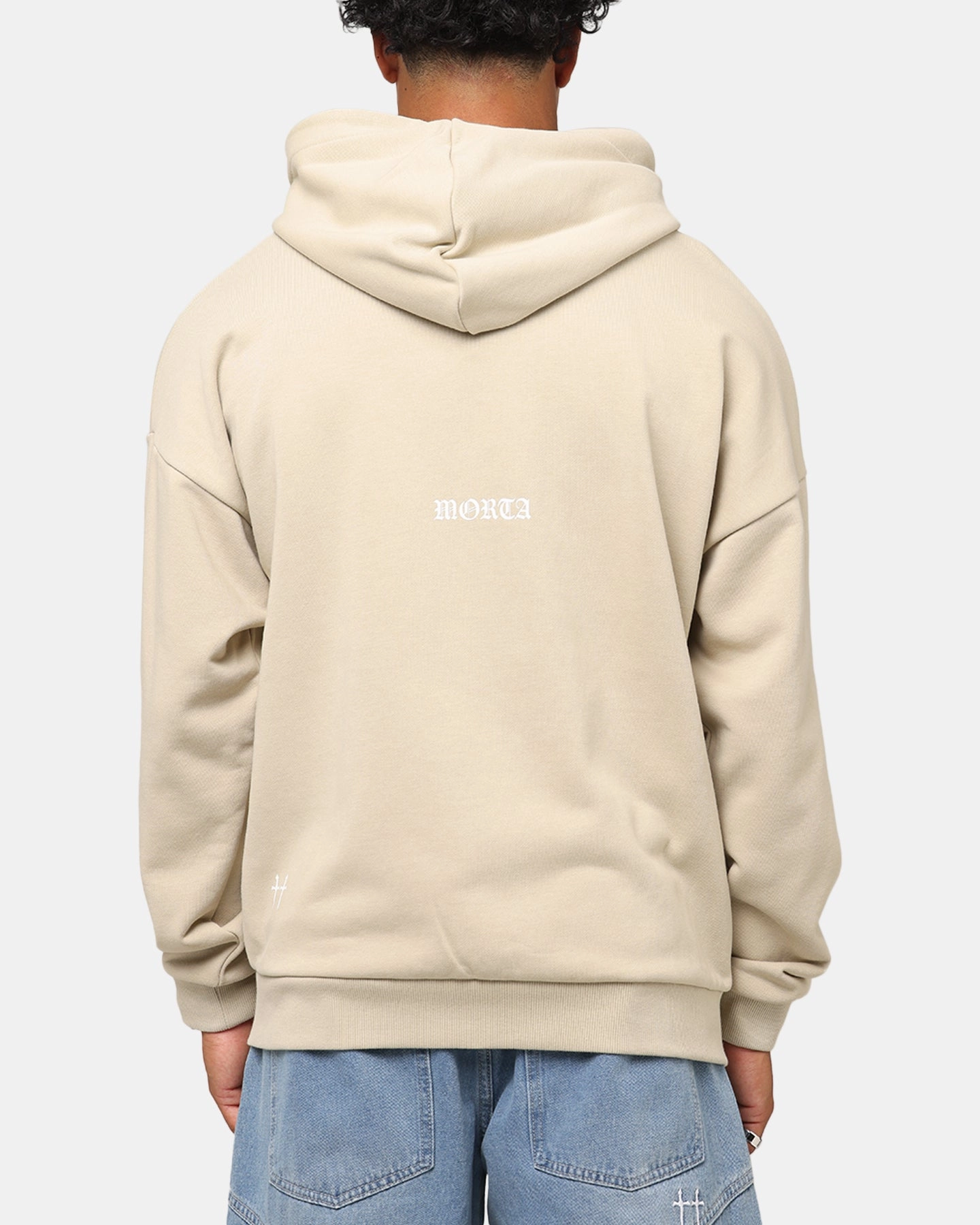 Saint Morta Gothic Distressed Zip Hoodie Stone New Year's Eve wear Lightweight Midlayer Option