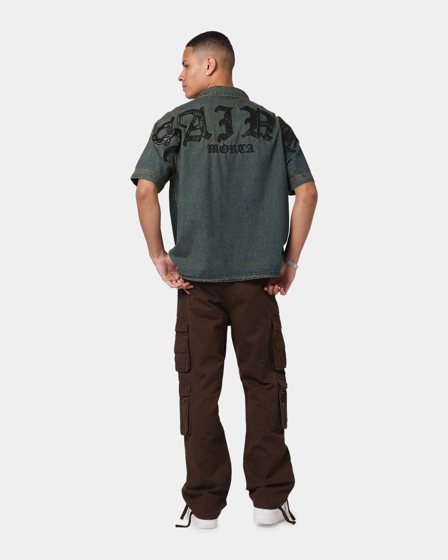 Saint Morta Gothic Noir Button Up Shirt Light Blue Durable Construction