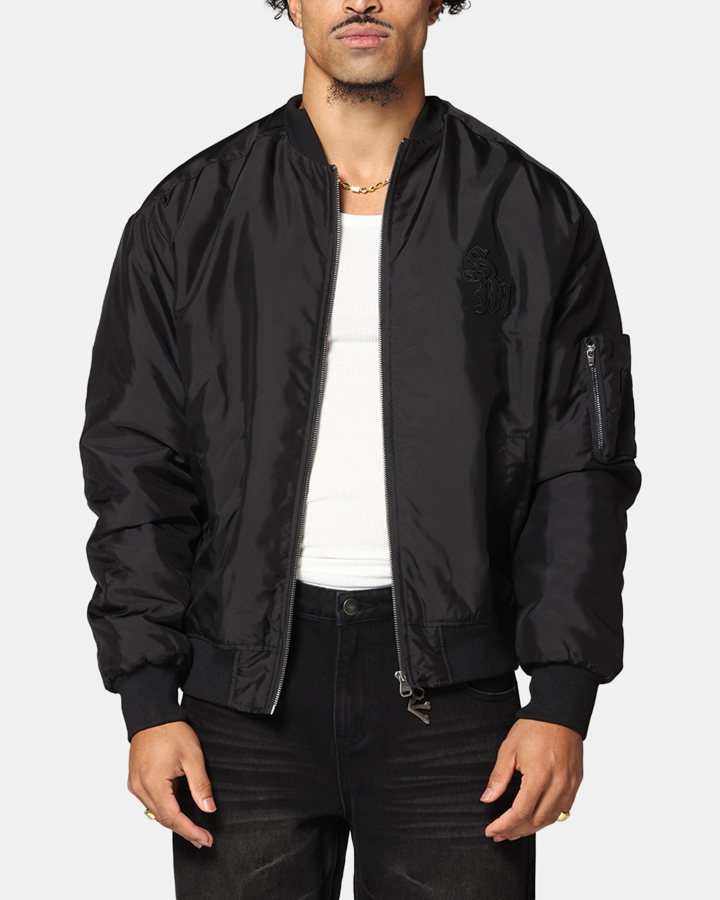 Saint Morta Gothic Nylon Bomber Jacket Black Experiment