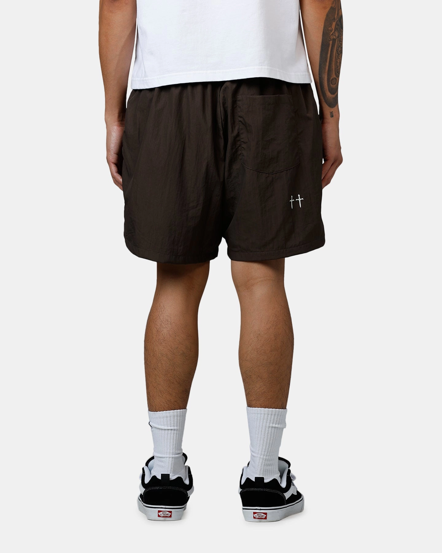 Flatlock stitching Saint Morta Hardcore Nylon Shorts Dark Brown