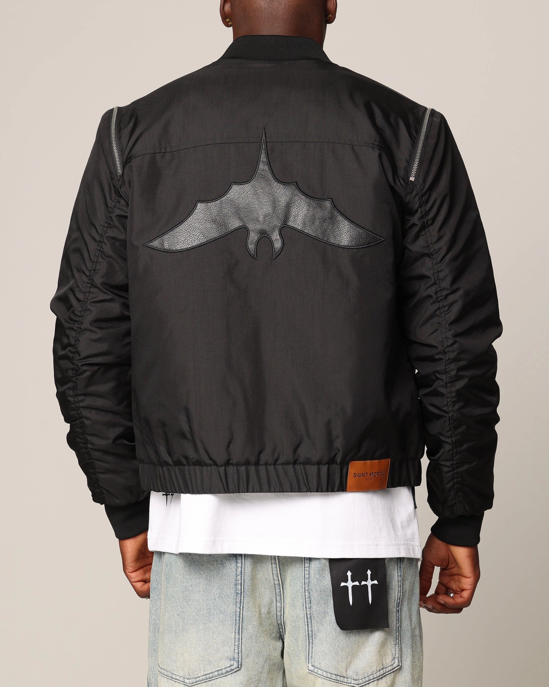 Saint Morta Hell Bat Bomber Jacket Black WaterResistant Shell