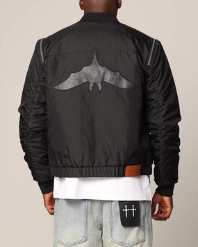 Saint Morta Hell Bat Bomber Jacket Black WaterResistant Shell