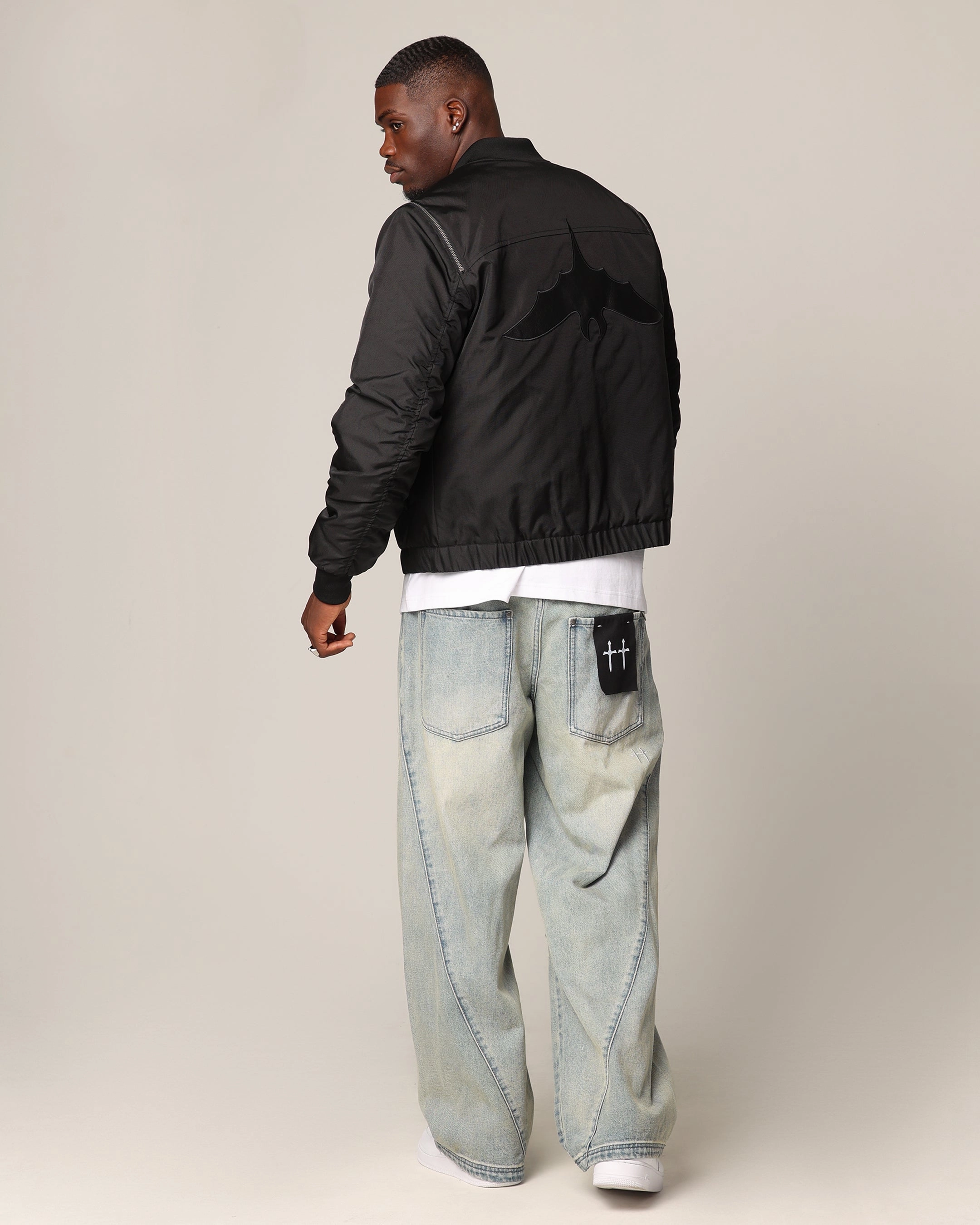 High Visibility Accents water - resistant Saint Morta Hell Bat Bomber Jacket Black