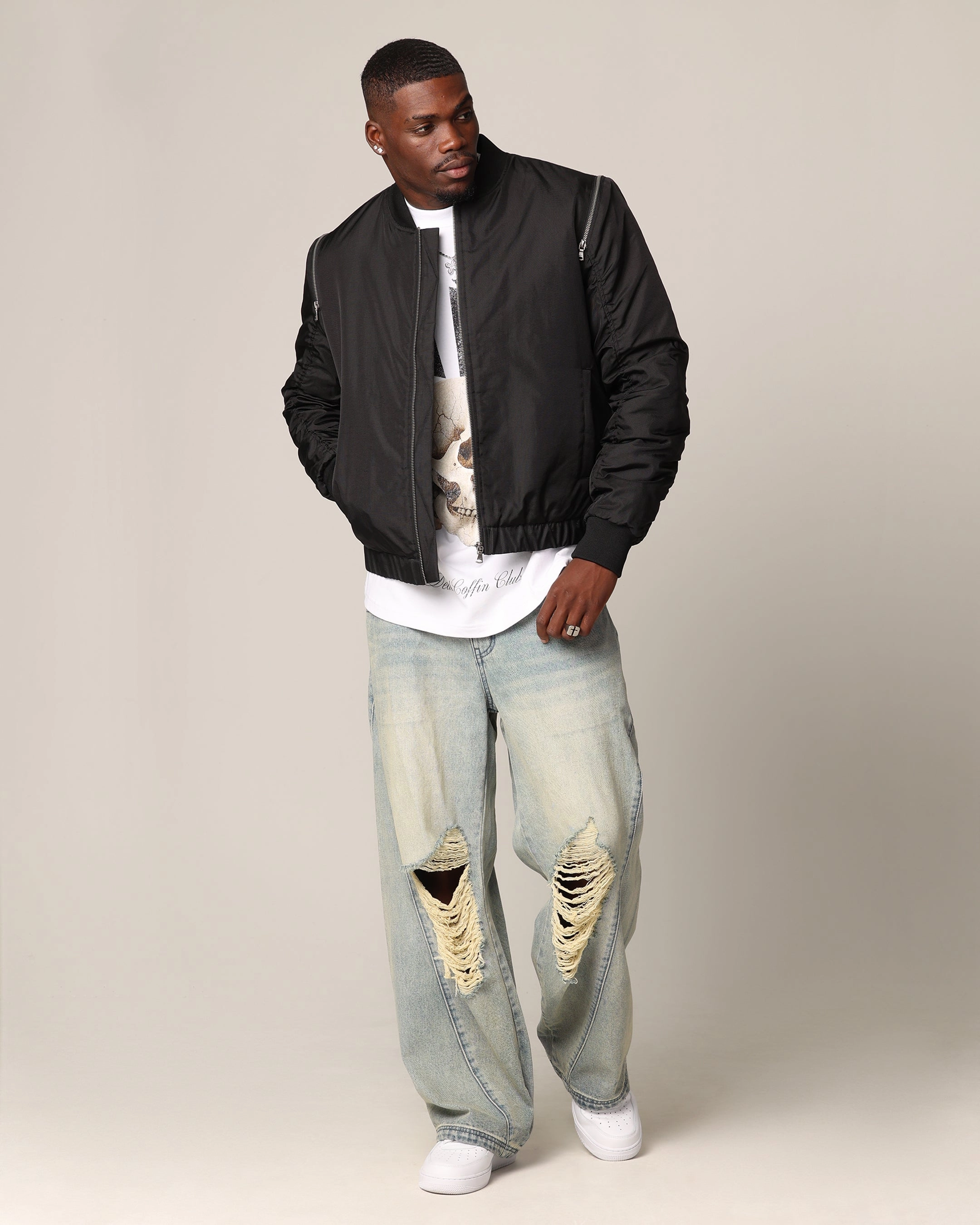 Saint Morta Hell Bat Bomber Jacket Black Water Repellent Finish