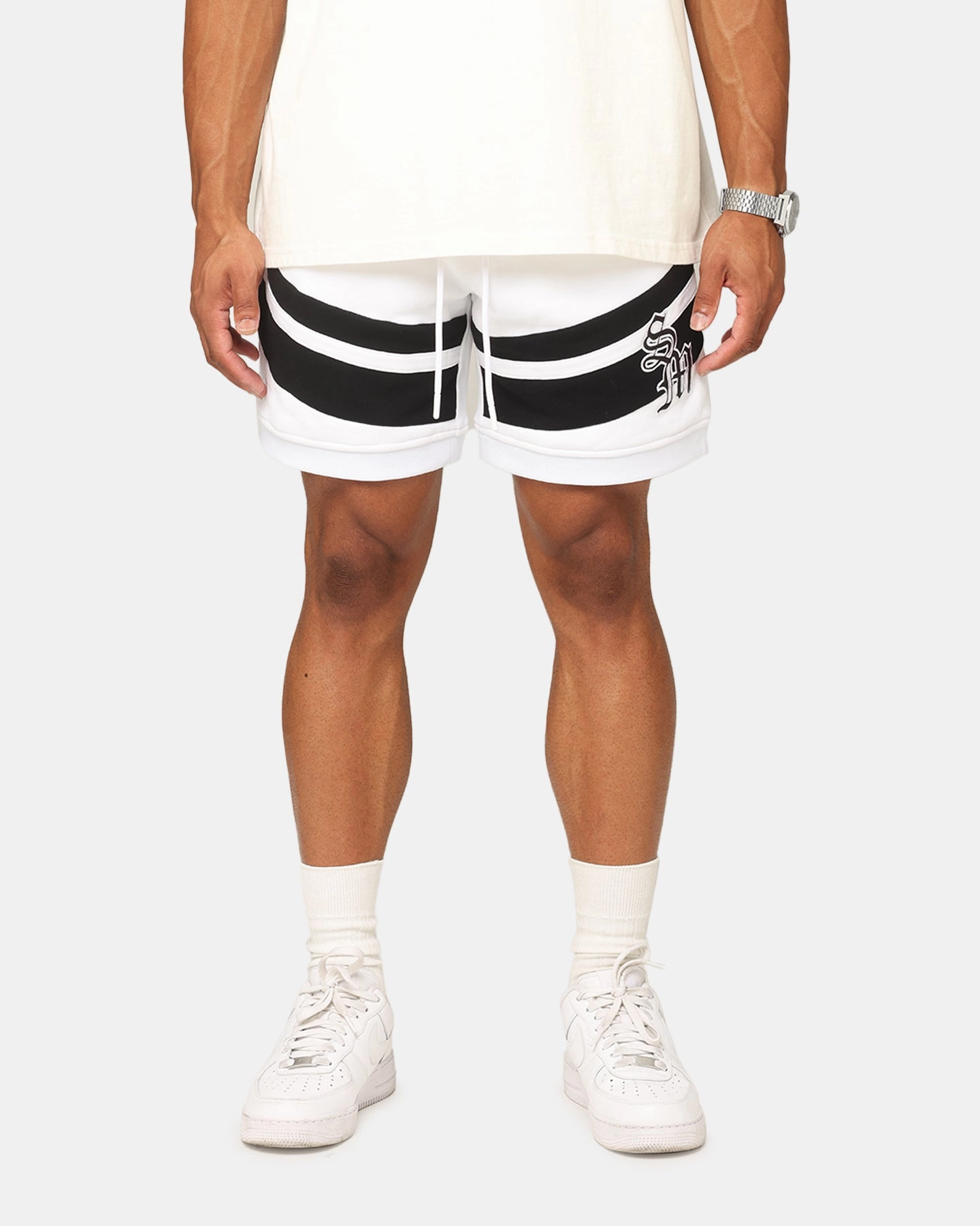 Saint Morta Homebase Fleece Shorts White Contoured Cuff Design Colorfast Treatment