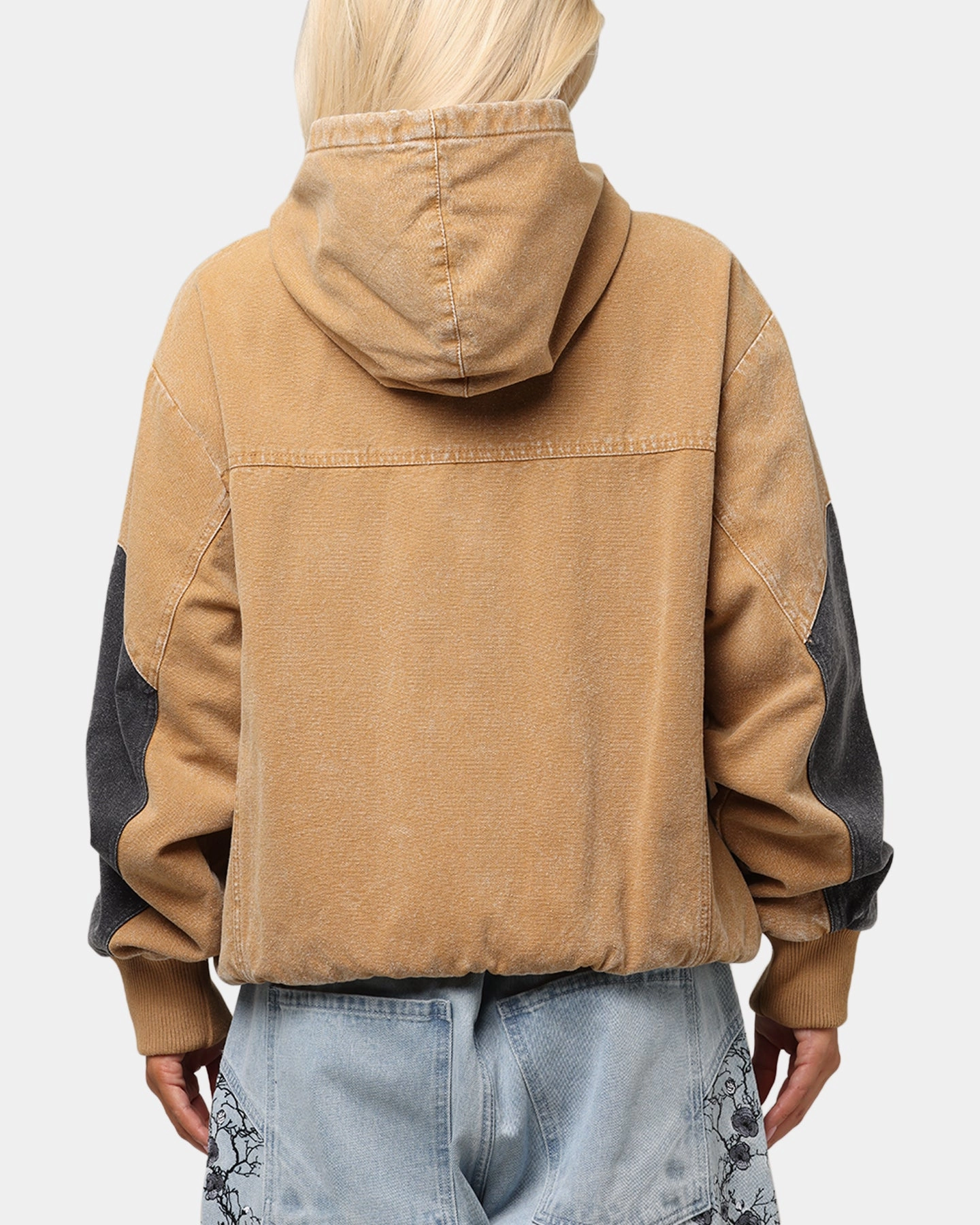 Saint Morta Hooded Workwear Jacket Tan/Black Stretchy Interchangeable Collar System