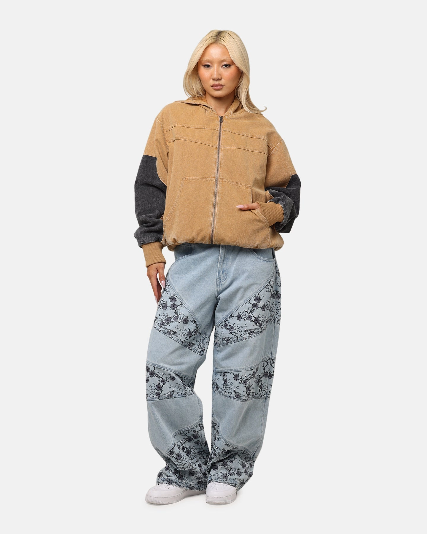 Eco Friendly Insulation Emblem Saint Morta Hooded Workwear Jacket Tan/Black