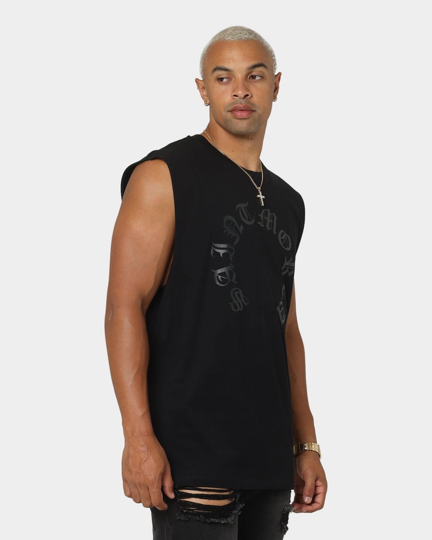 Light Design NonIrritating Fabric Saint Morta Humanity Muscle T-Shirt Black