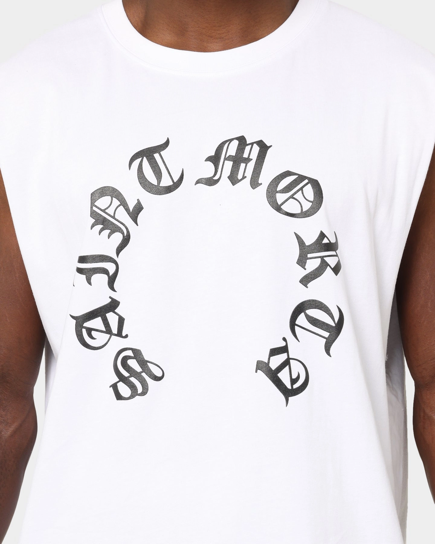 Active Comfort Wear NeutralTonesCollection Saint Morta Humanity Oversized Muscle T-Shirt White