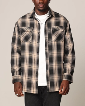 Saint Morta Icon Flannel Shirt Tan/Black Tailored Cuffs