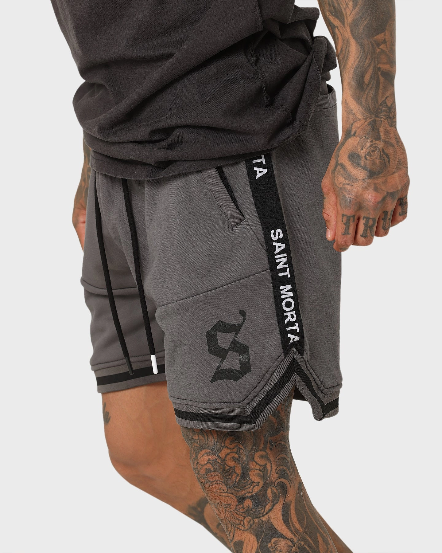 Comfortable Stretch stripe design Saint Morta Icon X Fleece Short Dark Grey