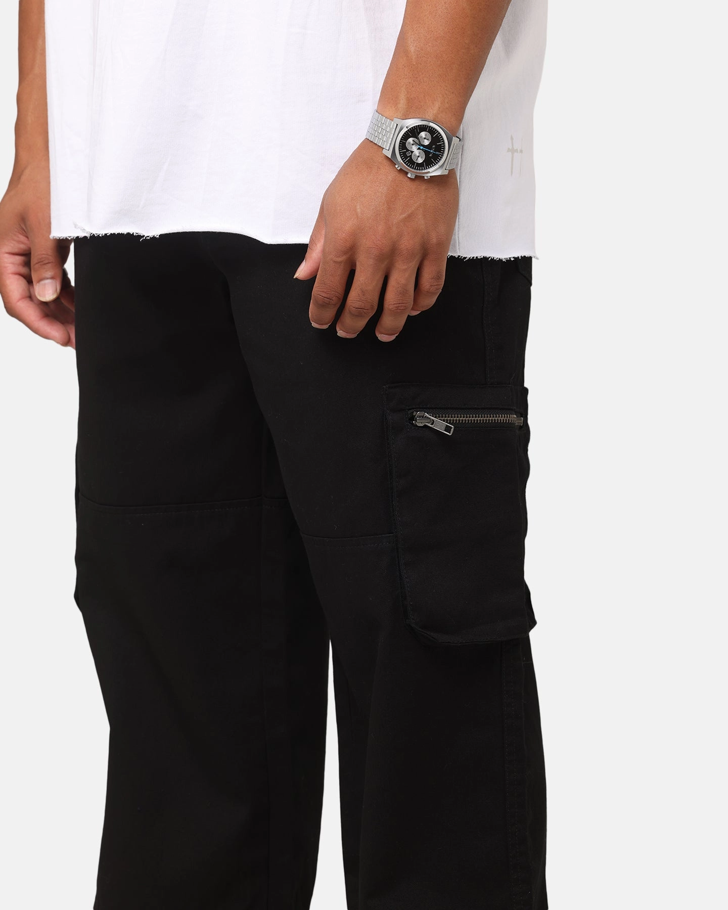 Saint Morta Inutero Baggy Cargo Pants Black Simple and Cozy LowProfileWaistband