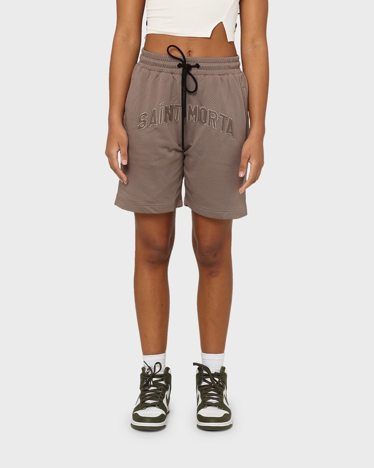 Warm Vibe Saint Morta Kingdom Basketball Shorts Dark Brown