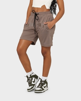 Secure Zipper Closure Saint Morta Kingdom Basketball Shorts Dark Brown