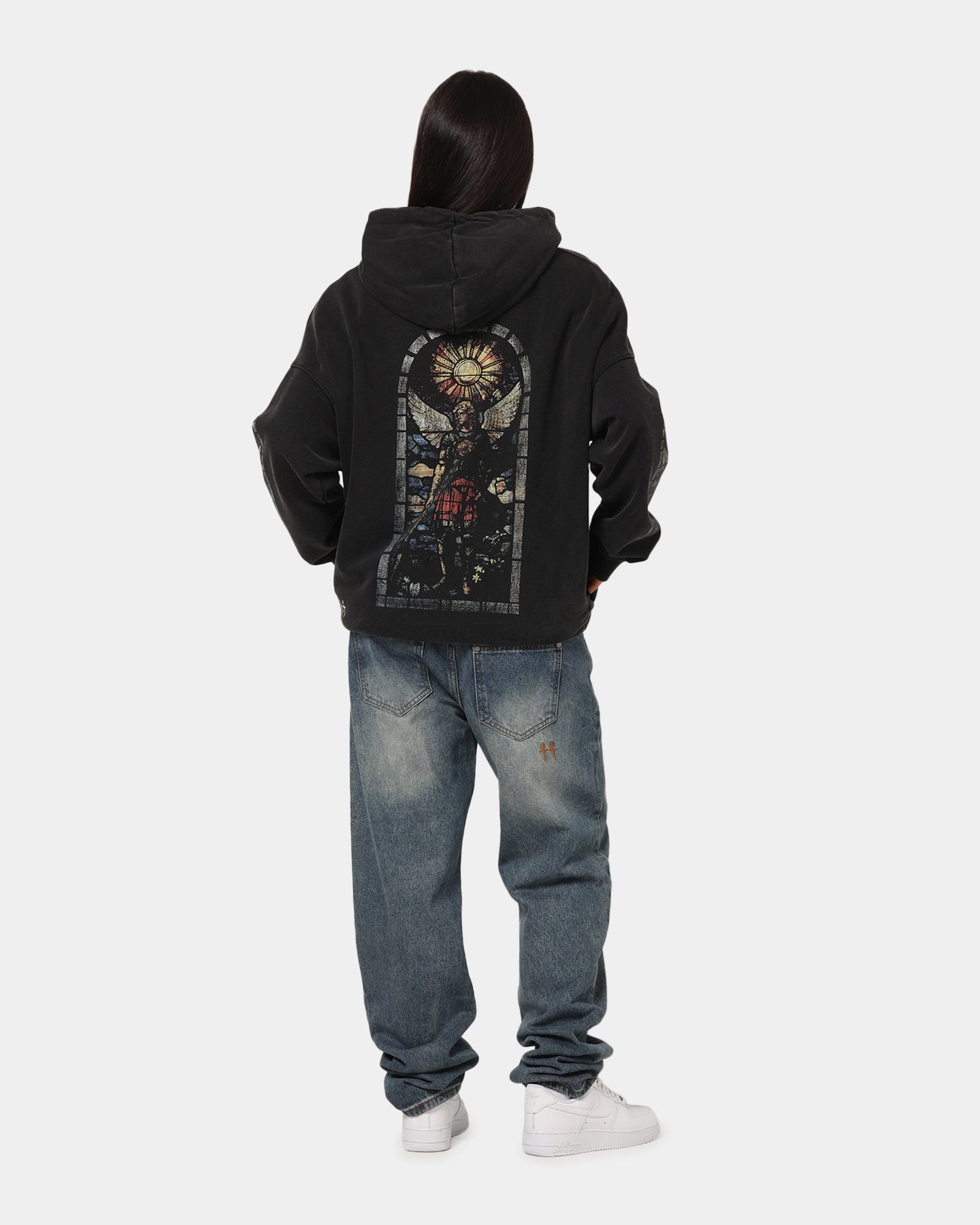 Saint Morta Kingdomcome Boxy Zip Hoodie Black Formal Casual