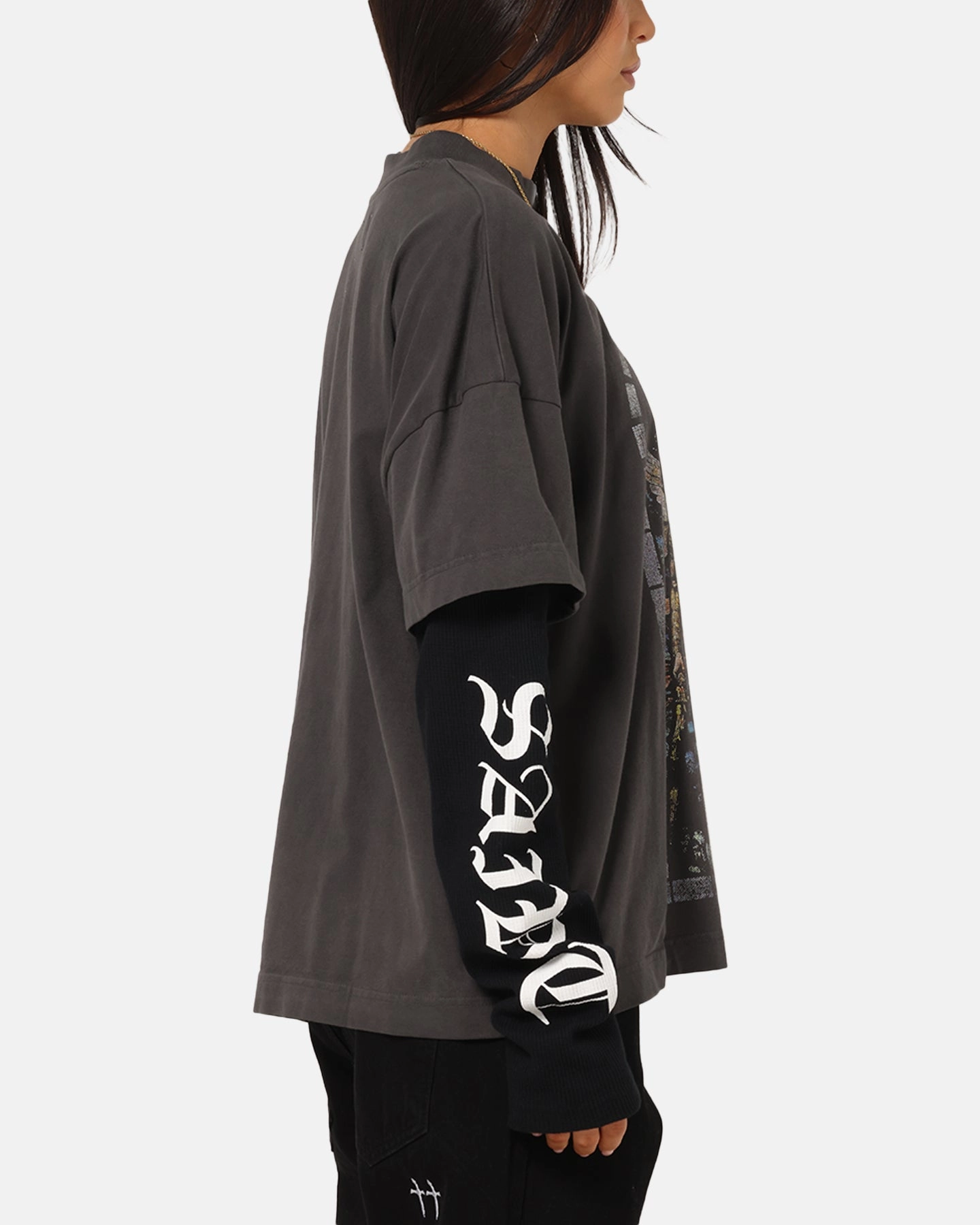 Minimalist purity Cross Grain Knit Saint Morta Kingdomcome Long Sleeve T-Shirt Washed Charcoal