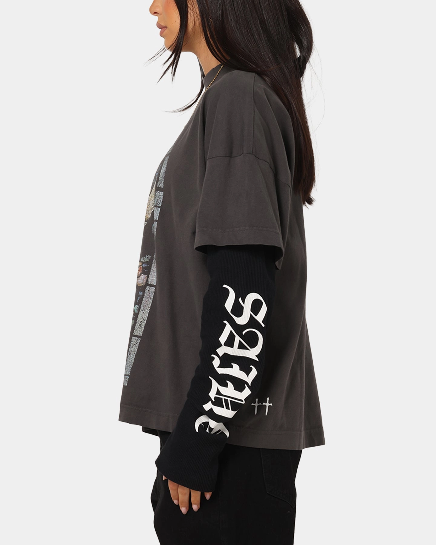 Essential Clothing Saint Morta Kingdomcome Long Sleeve T-Shirt Washed Charcoal