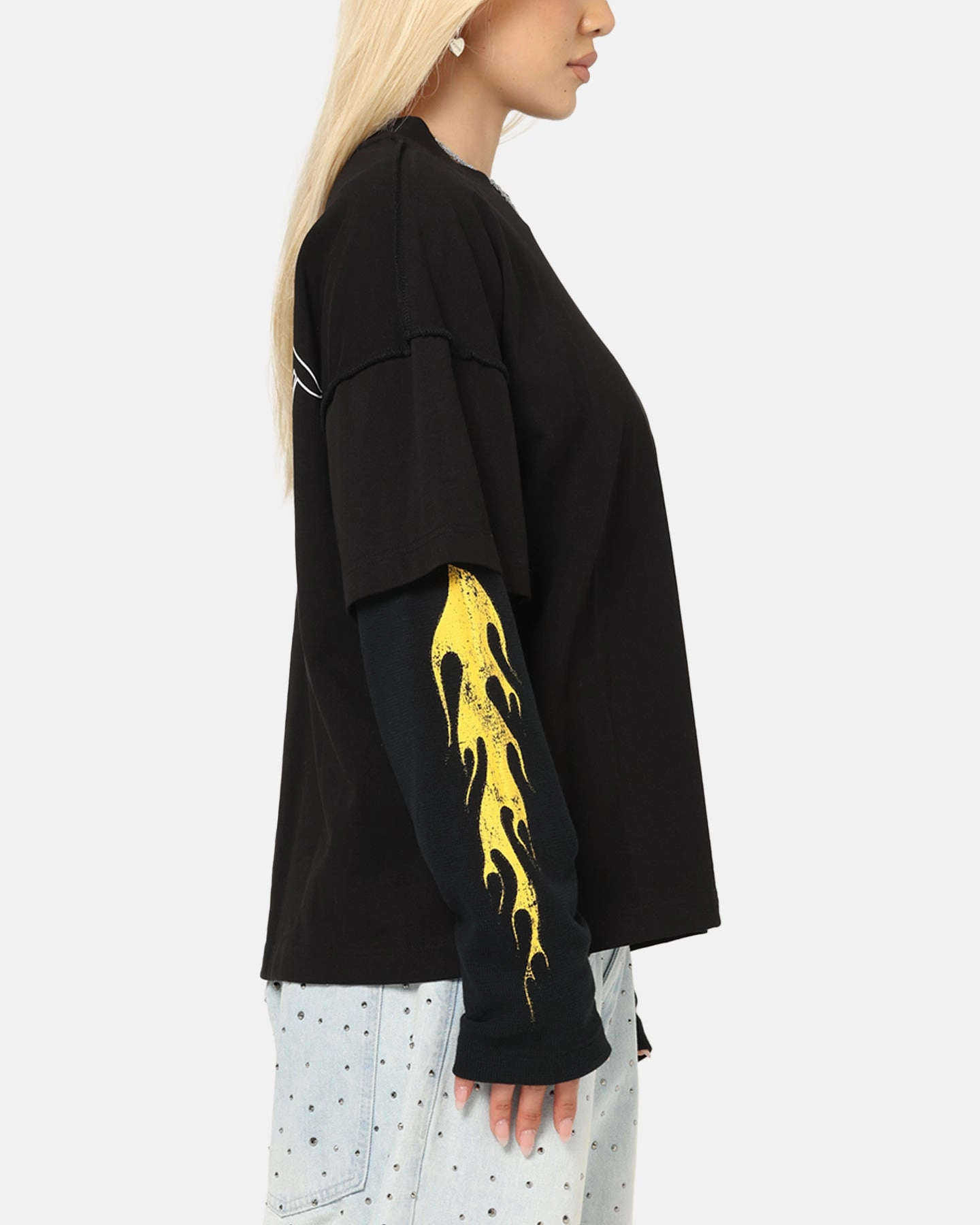 Saint Morta La Flame Long Sleeve T-Shirt Black Subtle Logo Placement Minimalist Aesthetic