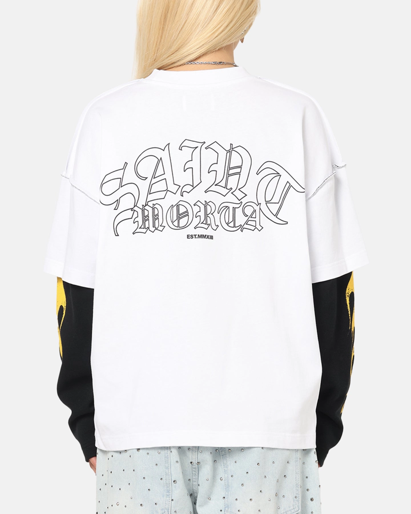 Saint Morta La Flame Long Sleeve T-Shirt White/Black Cozy Layering