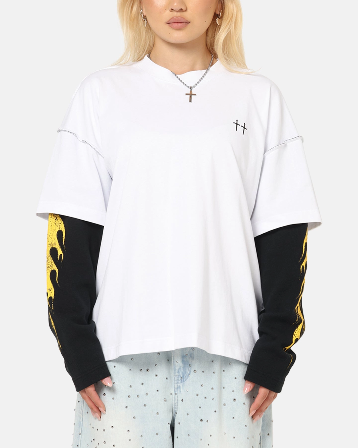 Modern Comfort Style Sun Protection Saint Morta La Flame Long Sleeve T-Shirt White/Black