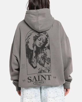 Saint Morta Lost Souls Boxy Hoodie Washed Charcoal Quick Dry Coating
