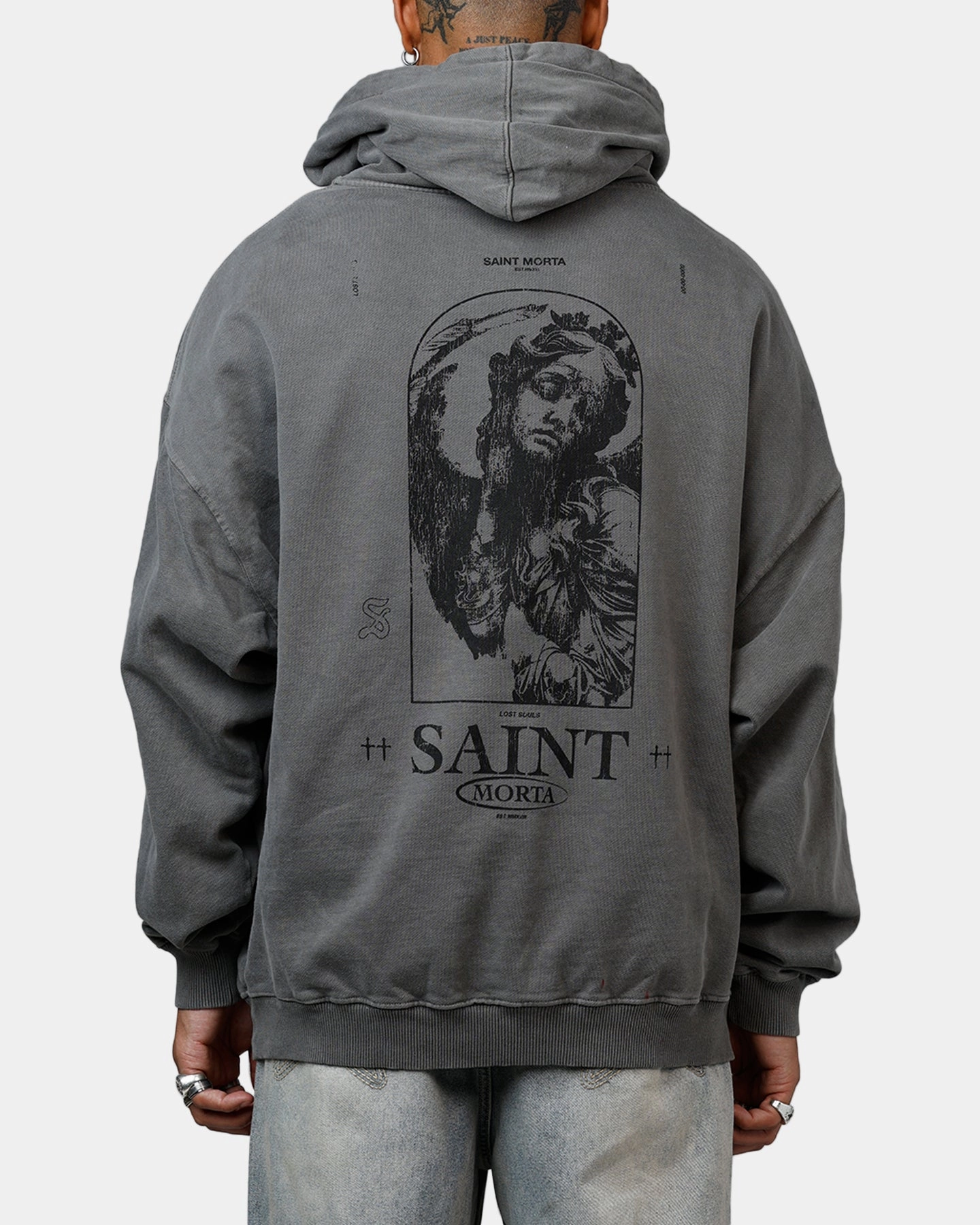 suitable for fashion contests Fresh Function Saint Morta Lost Souls Premium Hoodie Washed Charcoal
