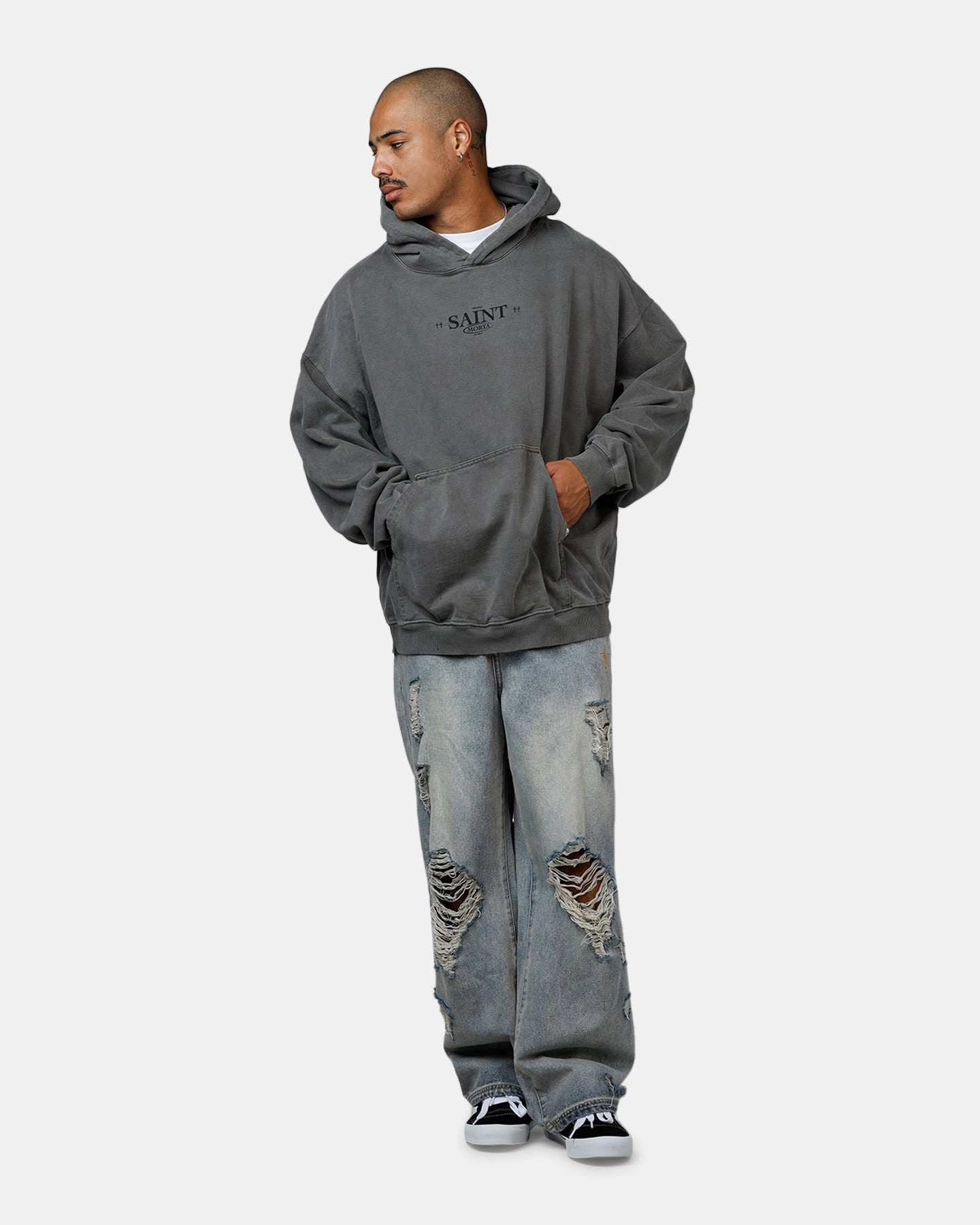 No Bulk suitable for business trips Saint Morta Lost Souls Premium Hoodie Washed Charcoal