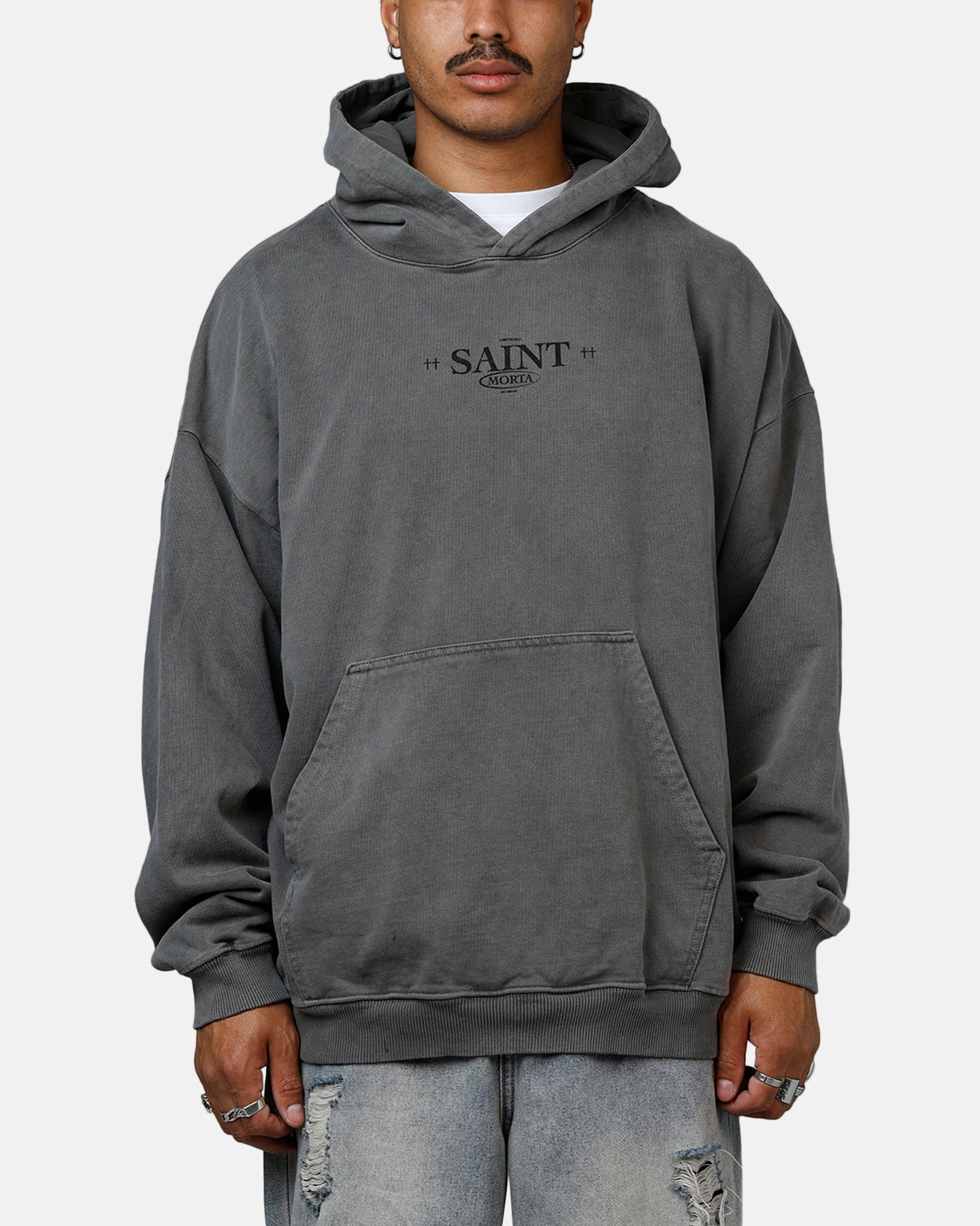 Saint Morta Lost Souls Premium Hoodie Washed Charcoal Windproof Shield